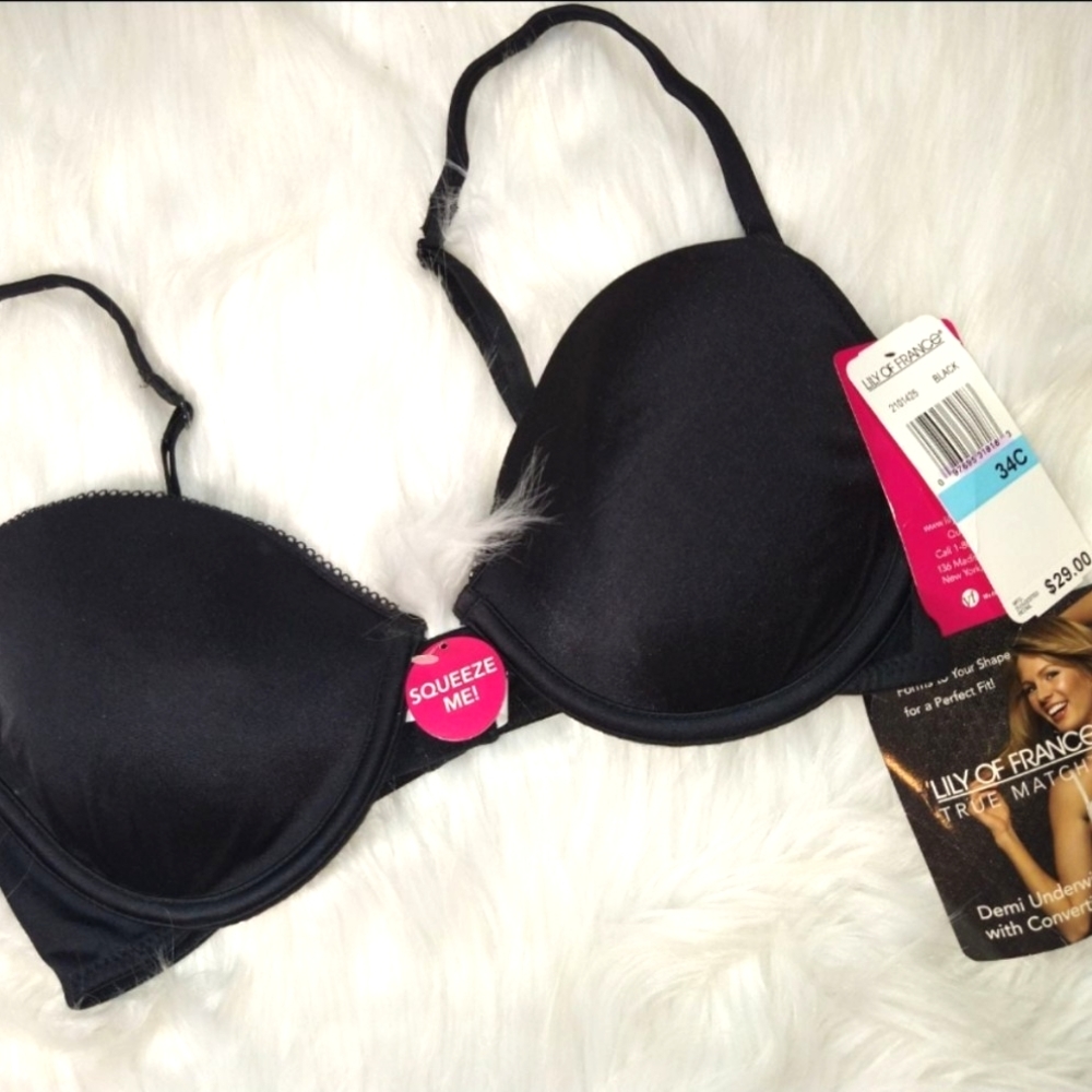 Lily of France True Match Perfect Fit Demi Underwire Bra Women's Size 34C